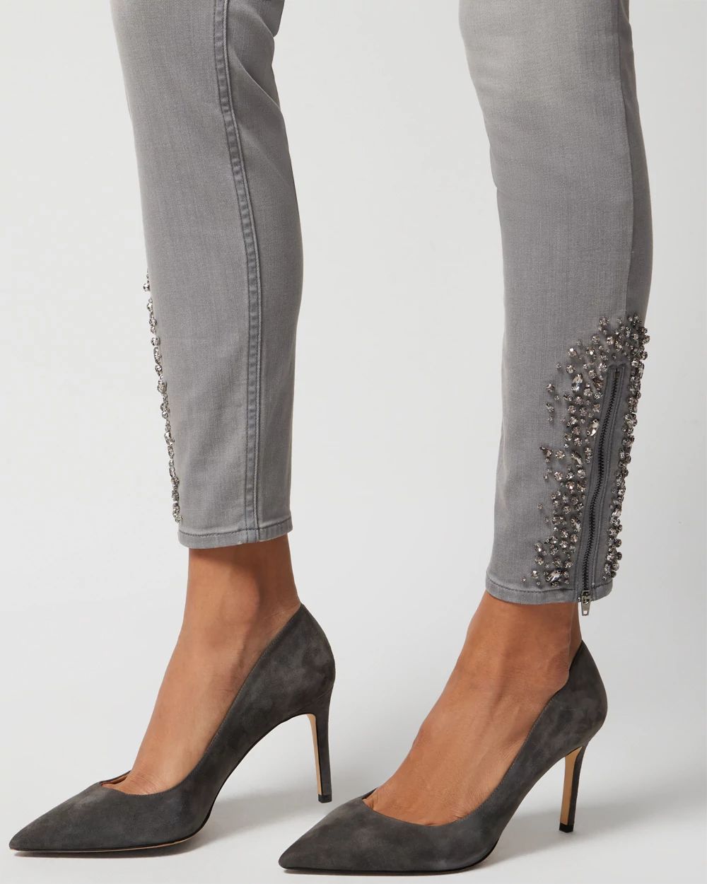 Mid Rise Skinny Ankle Novelty Hem Jeans